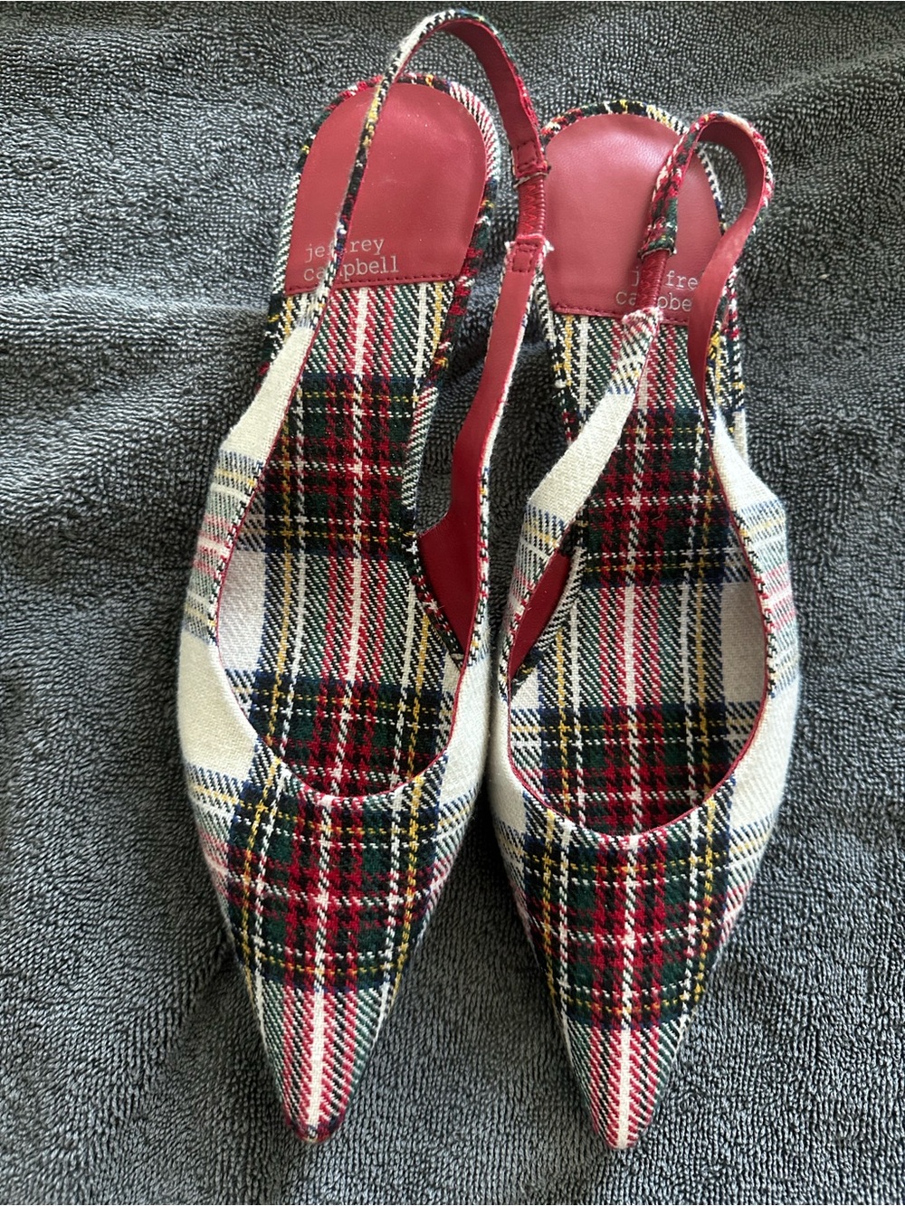 Jeffrey Campbell Red Plaid Pointed Slingback Flats